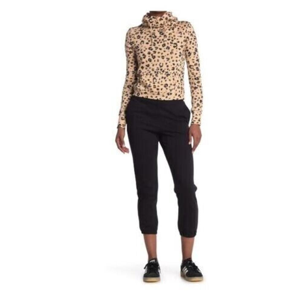 Love, Fire Elastic Waist & Hem Cropped Cozy Sweatpants Joggers In Black Large